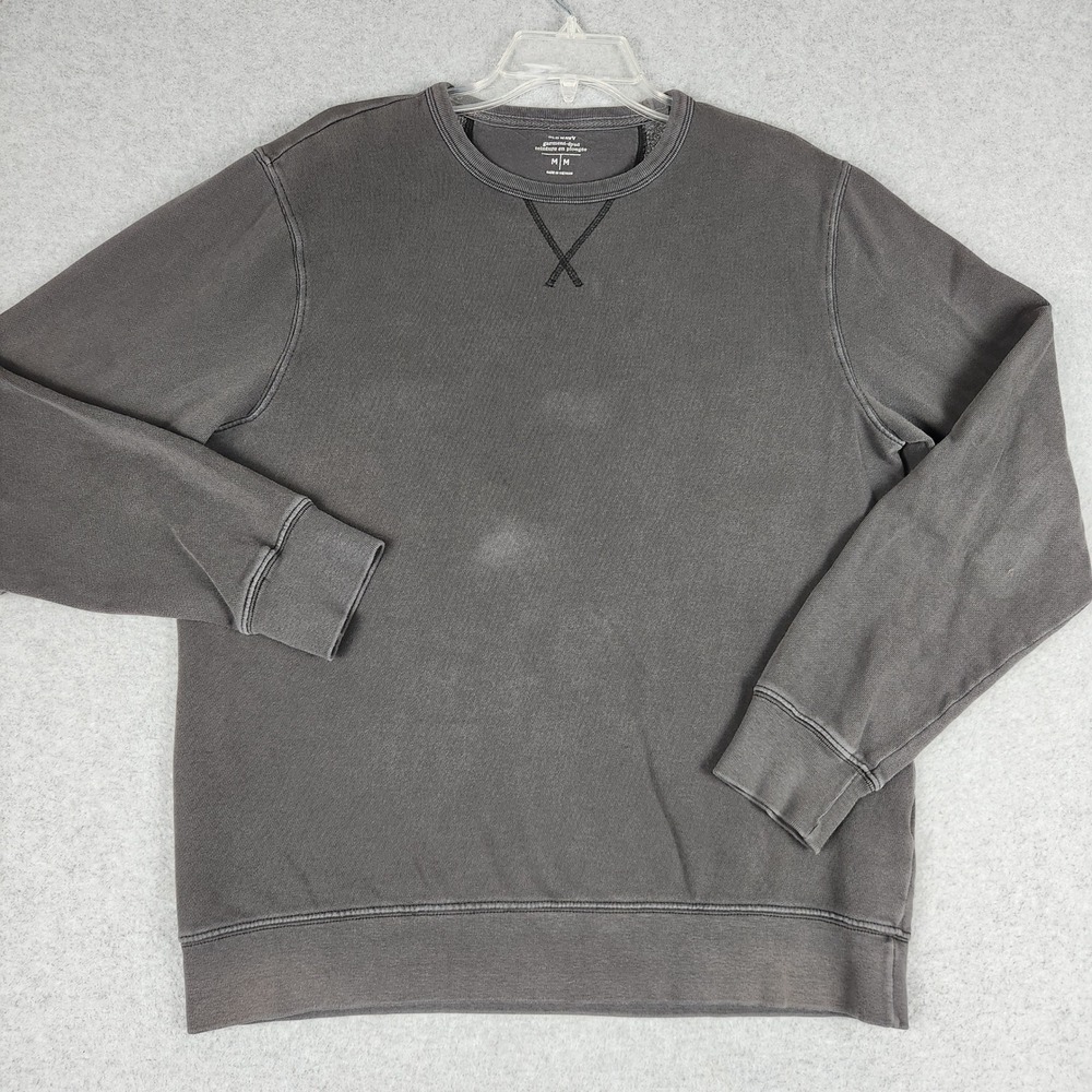Old Navy Sweatshirt Men Medium Gray Fleece Lined Garment Dyed Pullover Crew Neck